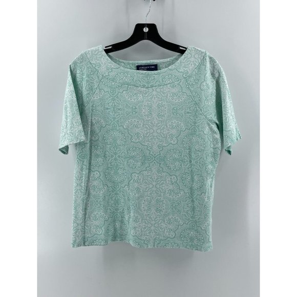Jones New York Signature Women's Short Sleeve Green Shirt Top Size Large - Picture 2 of 9